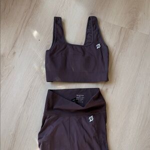 Peloton Chocolate Ribbed Activewear Set